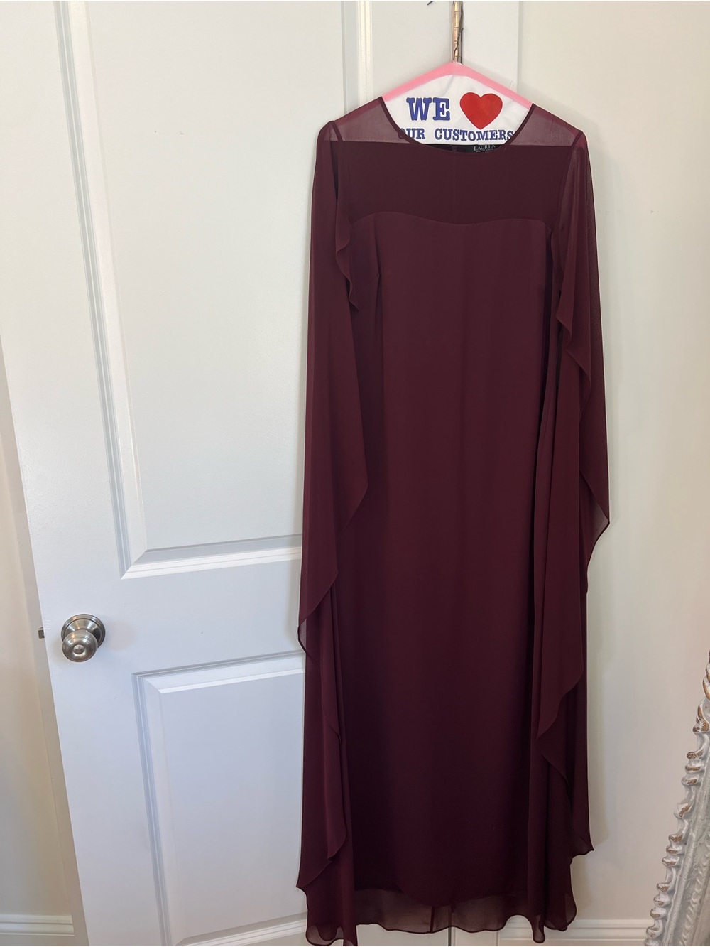 Ralph Lauren Cape Gown in Burgundy